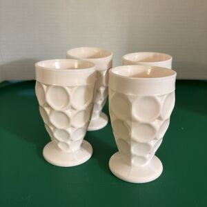 4  Vntg Shell Pink Milk Glass Juice Glasses By Jeanette Disc. 1957-59 4.25” Tall